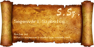 Segesvári Szabolcs névjegykártya